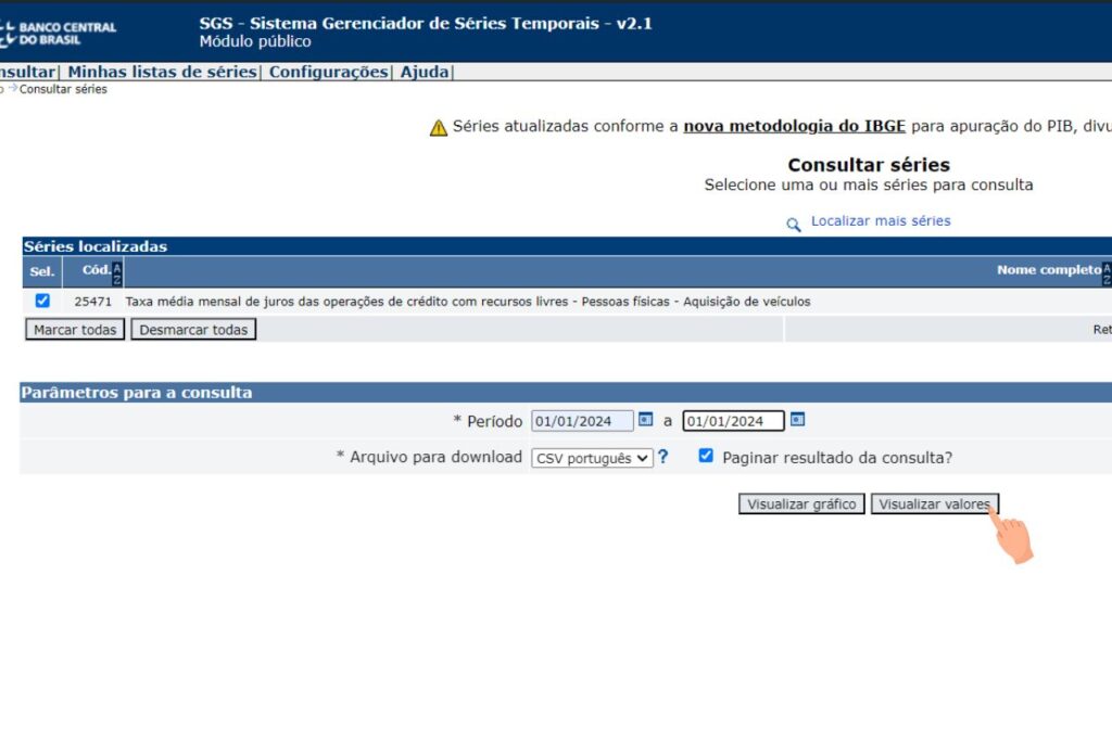 consultar series taxa media banco central