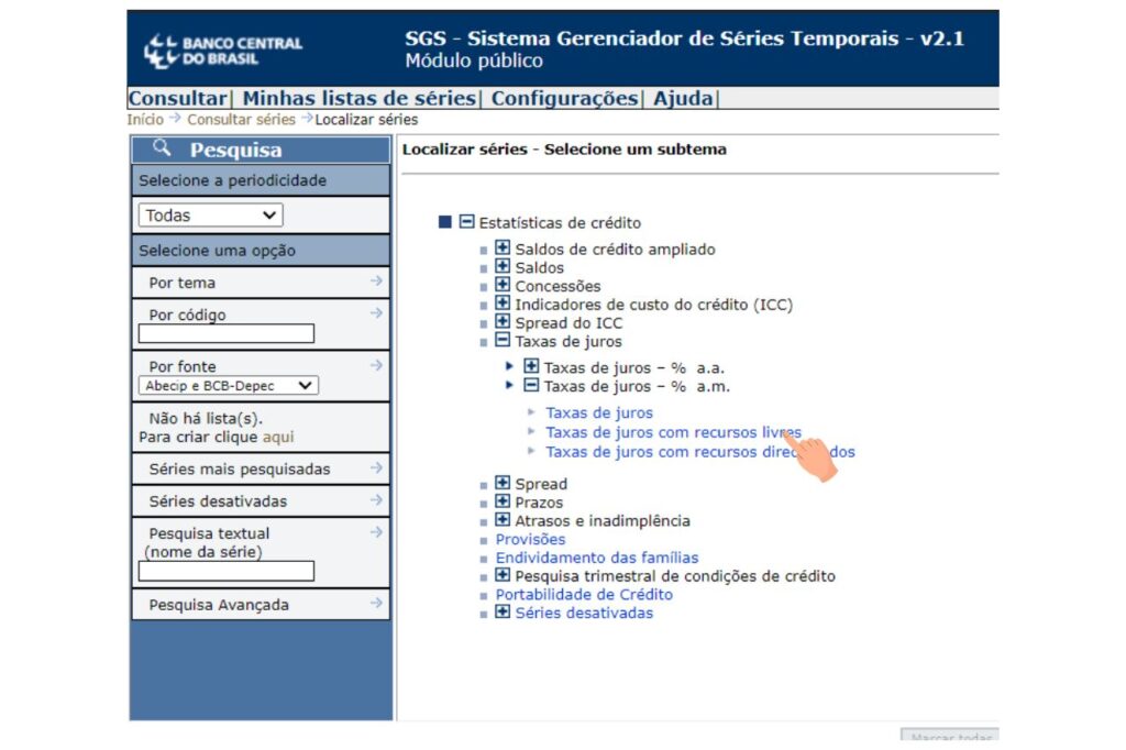 taxa de juros com recursos livres bacen